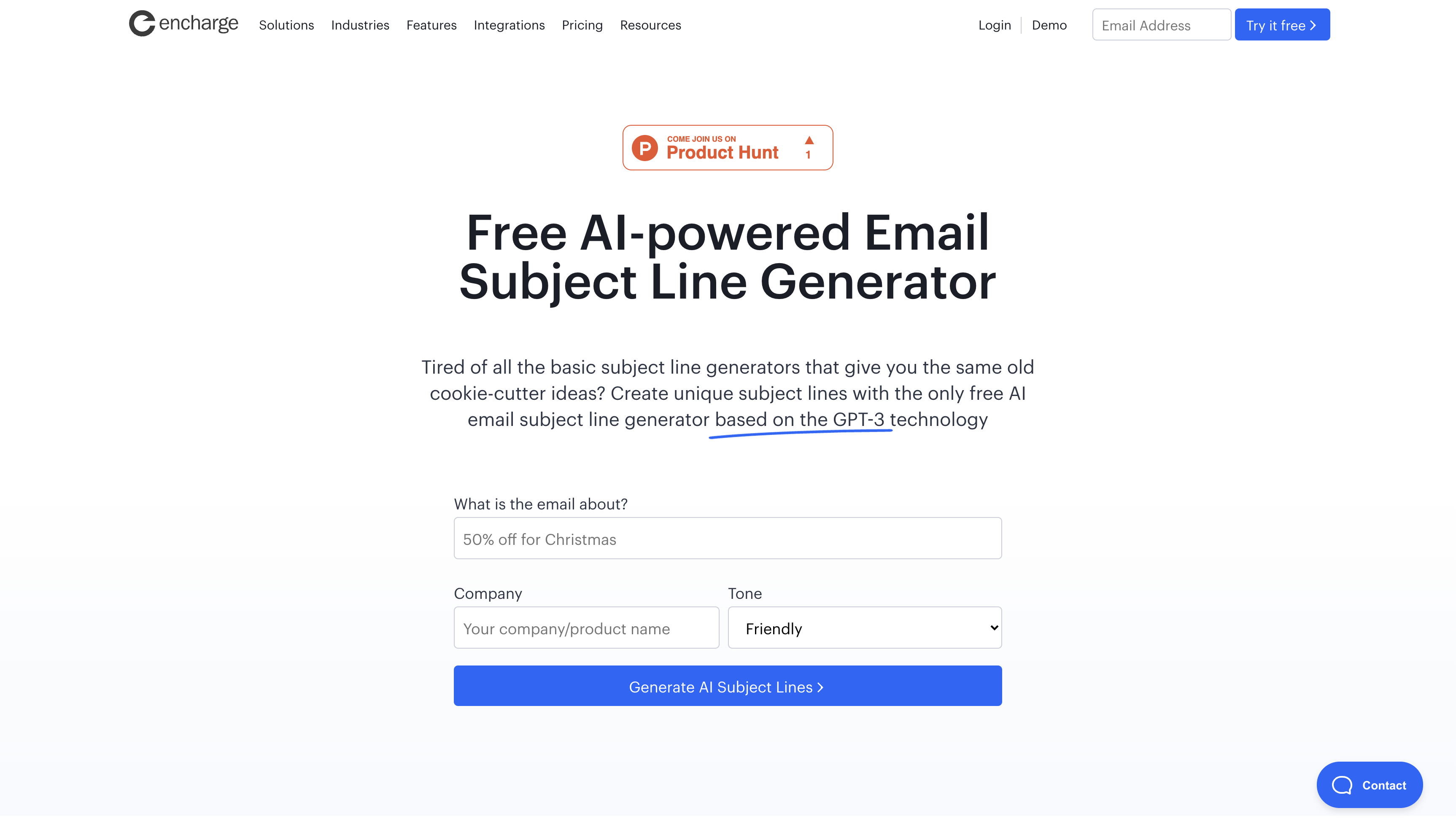 Free AI Email Subject Line Generator by Encharge - screen 2