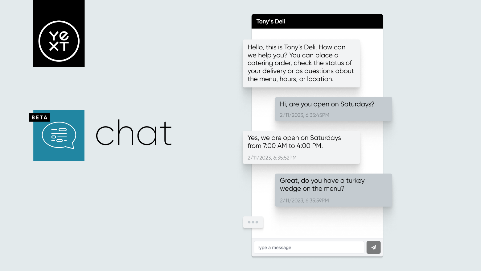 Yext Chat - screen 1